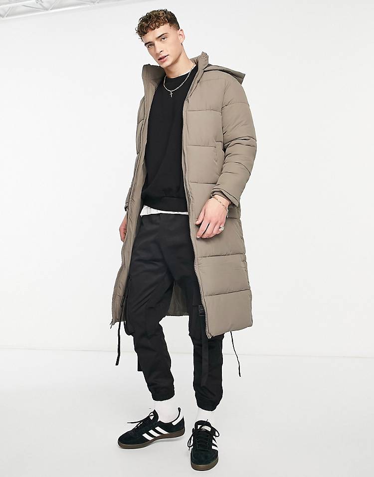 ADPT long line puffer jacket in gray